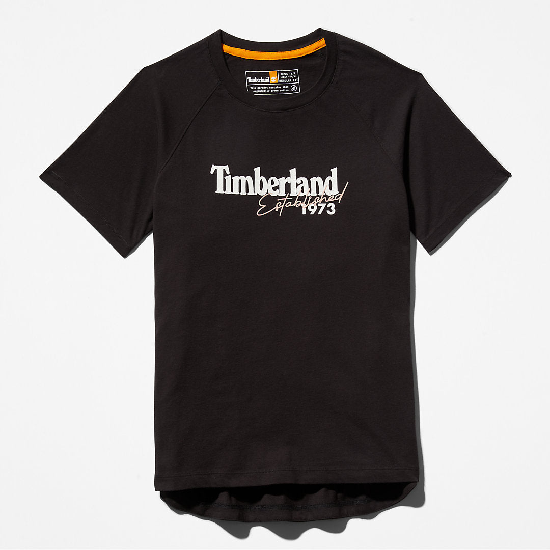 Timberland Womens Raglan-sleeve Logo T-Shirt for Women in Black