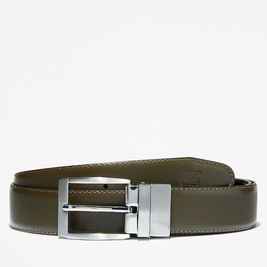 Timberland Mens Reversible Leather Belt for Men in Green/Black