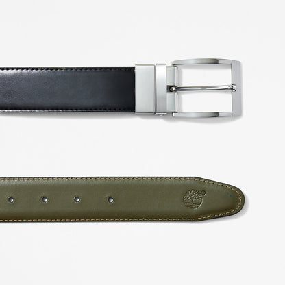 Timberland Mens Reversible Leather Belt for Men in Green/Black