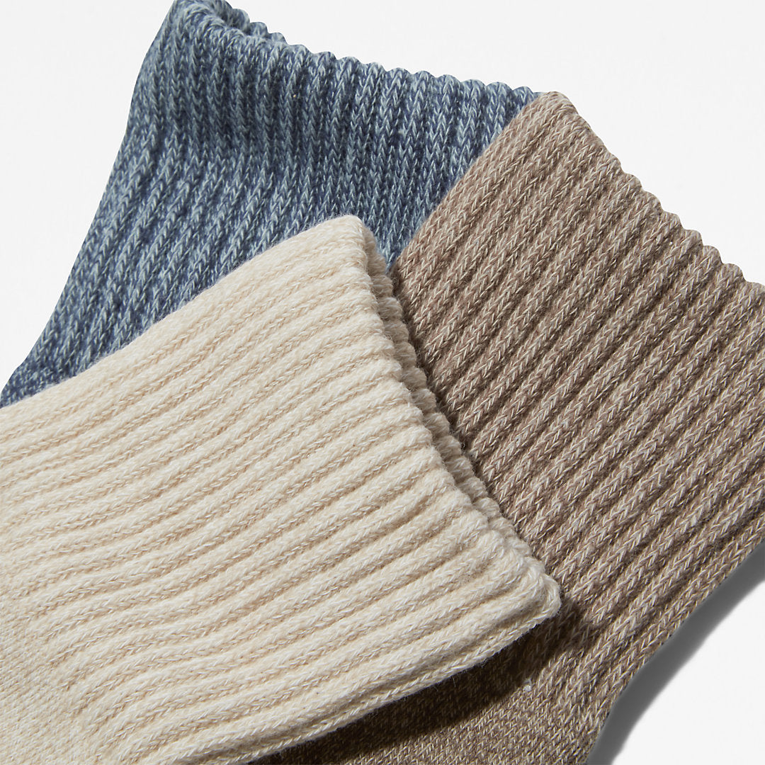 Timberland Womens Three Pack Marled Crew Socks Gift Box for Women in Beige