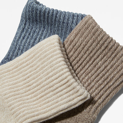 Timberland Womens Three Pack Marled Crew Socks Gift Box for Women in Beige