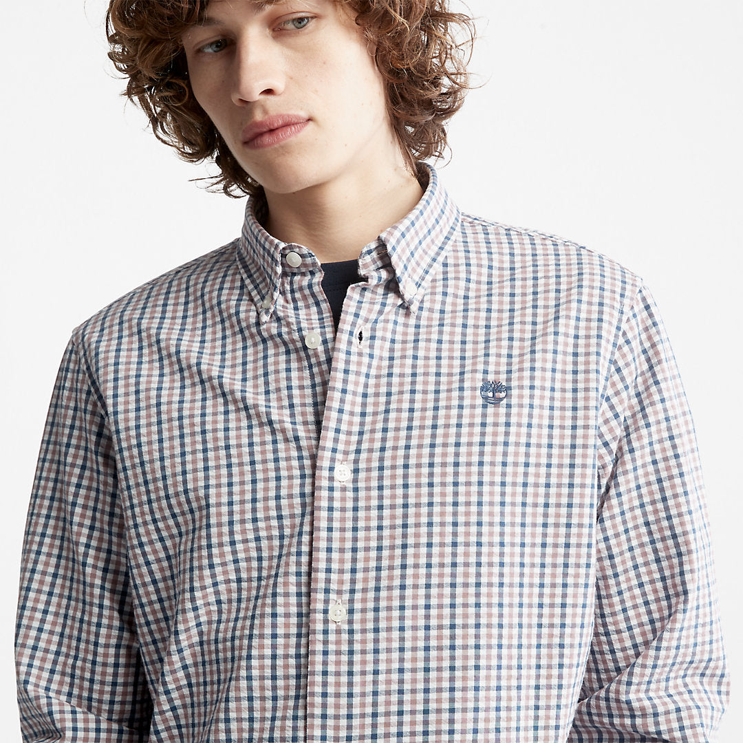 Timberland Mens Seersucker Gingham Shirt for Men in Purple