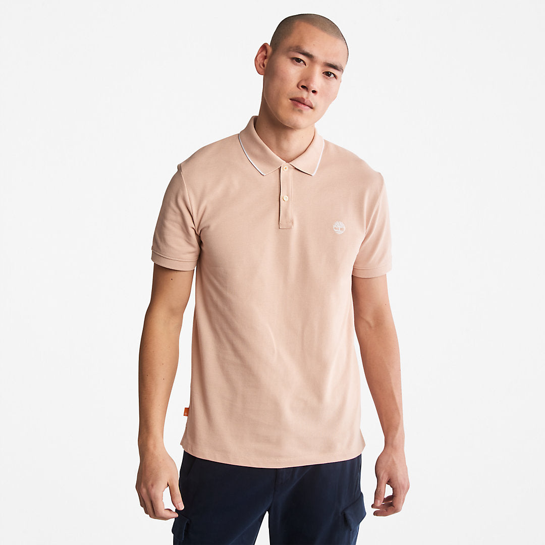 Timberland Mens Millers River Print-Collar Polo Shirt for Men in Light Pink