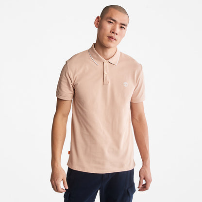 Timberland Mens Millers River Print-Collar Polo Shirt for Men in Light Pink