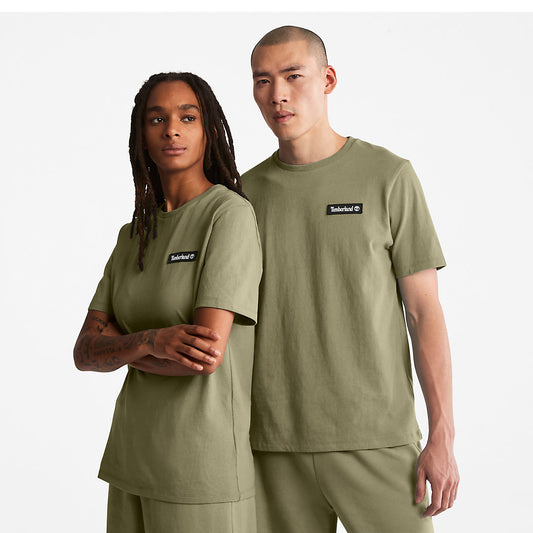 Timberland Mens All Gender Heavyweight Badge T-Shirt in Dark Green