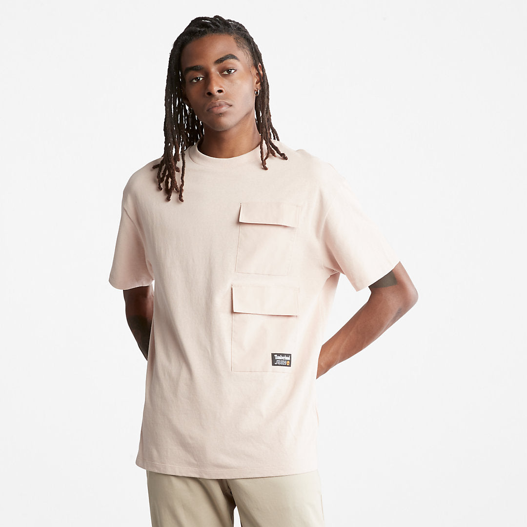 Timberland Mens Progressive Utility Multi-pocket T-Shirt for Men in Pink