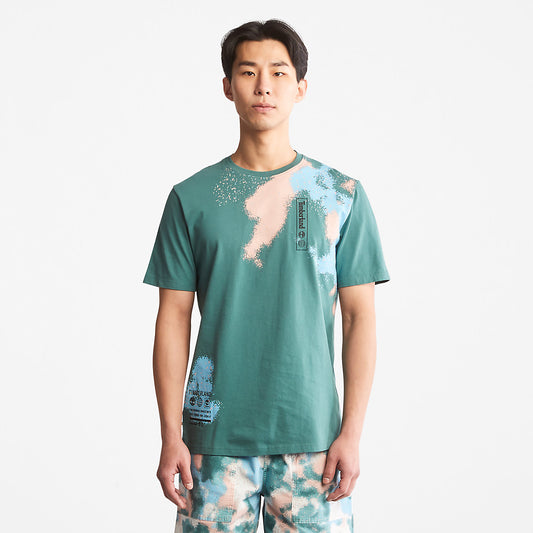 Timberland Mens Paint Graphic T-Shirt for Men in Teal