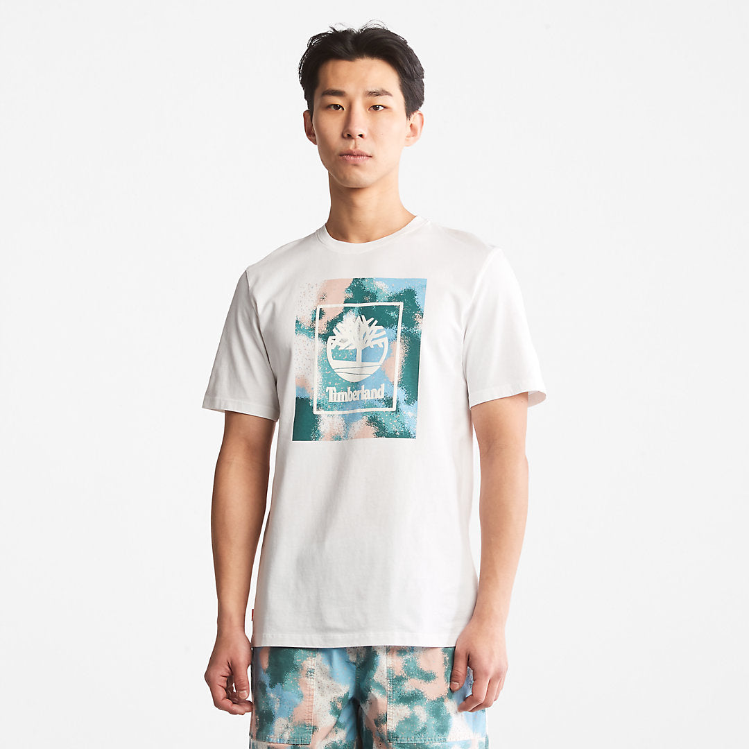 Timberland Mens Storytelling Logo T-Shirt for Men in White
