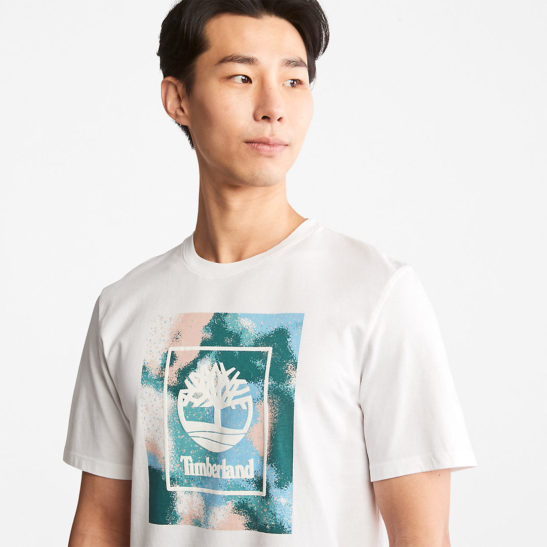 Timberland Mens Storytelling Logo T-Shirt for Men in White