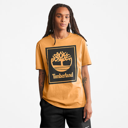 Timberland Mens Stack Logo T-Shirt for Men in Orange/Black