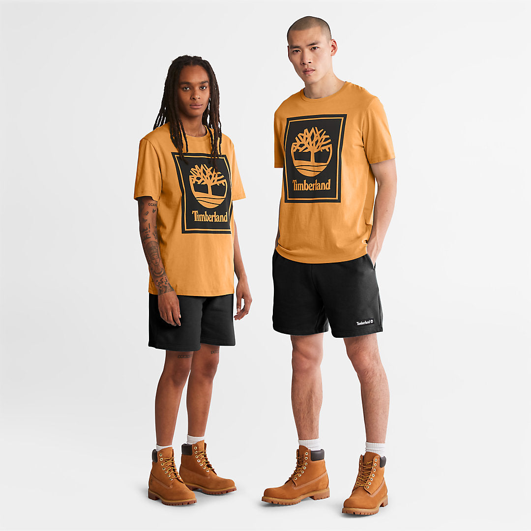 Timberland Mens Stack Logo T-Shirt for Men in Orange/Black