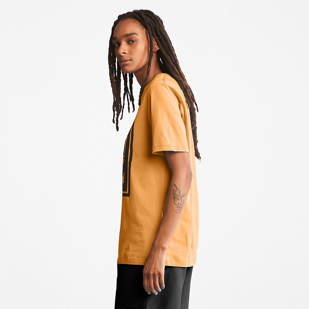 Timberland Mens Stack Logo T-Shirt for Men in Orange/Black