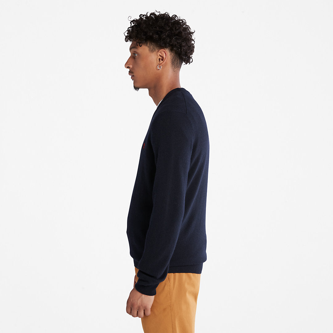 Timberland Mens Cohas Brook V-Neck Sweater for Men in Navy
