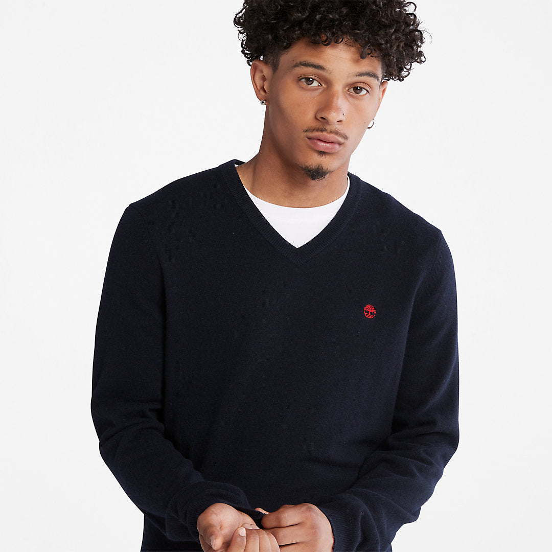 Timberland Mens Cohas Brook V-Neck Sweater for Men in Navy