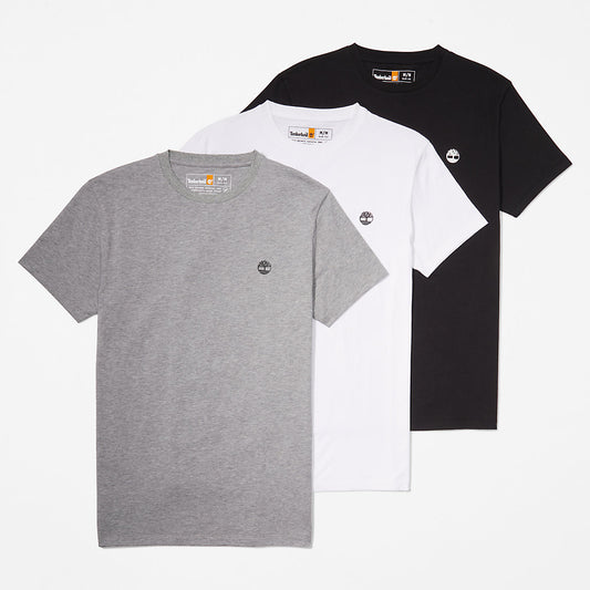 Timberland Mens 3xPack Organic Cotton T-Shirts for Men in Black, White, Grey