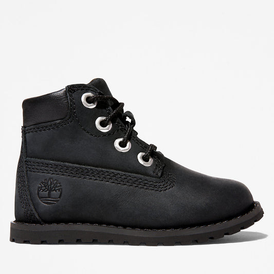 Timberland Kids Toddler Pokey Pine 6-Inch Side-Zip Boots in Monochrome Black