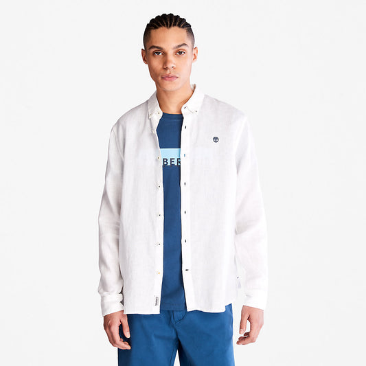 Timberland Mens Mill River LS Linen Shirt for Men in White
