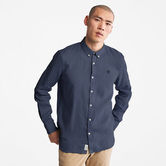 Timberland Mens Mill River LS Linen Shirt for Men in Navy
