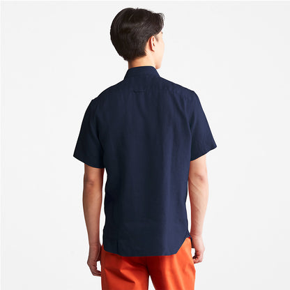 Timberland Mens Mill River Short-sleeve Linen Shirt for Men in Navy
