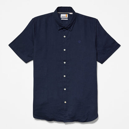 Timberland Mens Mill River Short-sleeve Linen Shirt for Men in Navy