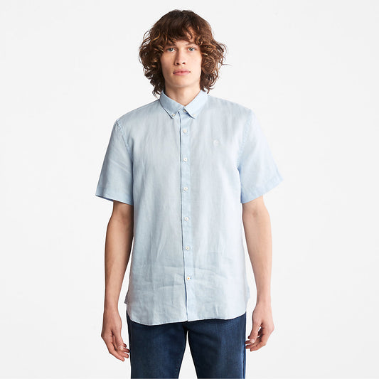 Timberland Mens Mill River Short-Sleeve Shirt for Men in Light Blue