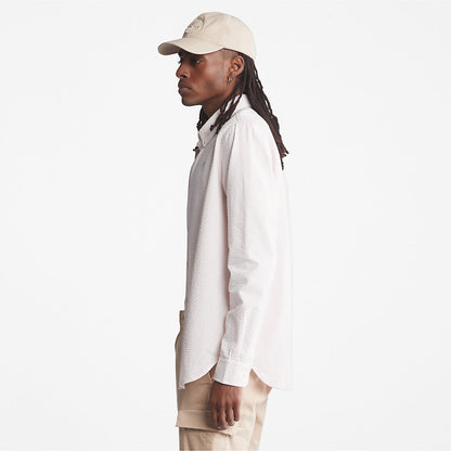 Timberland Mens Striped Seersucker Shirt for Men in Light Pink
