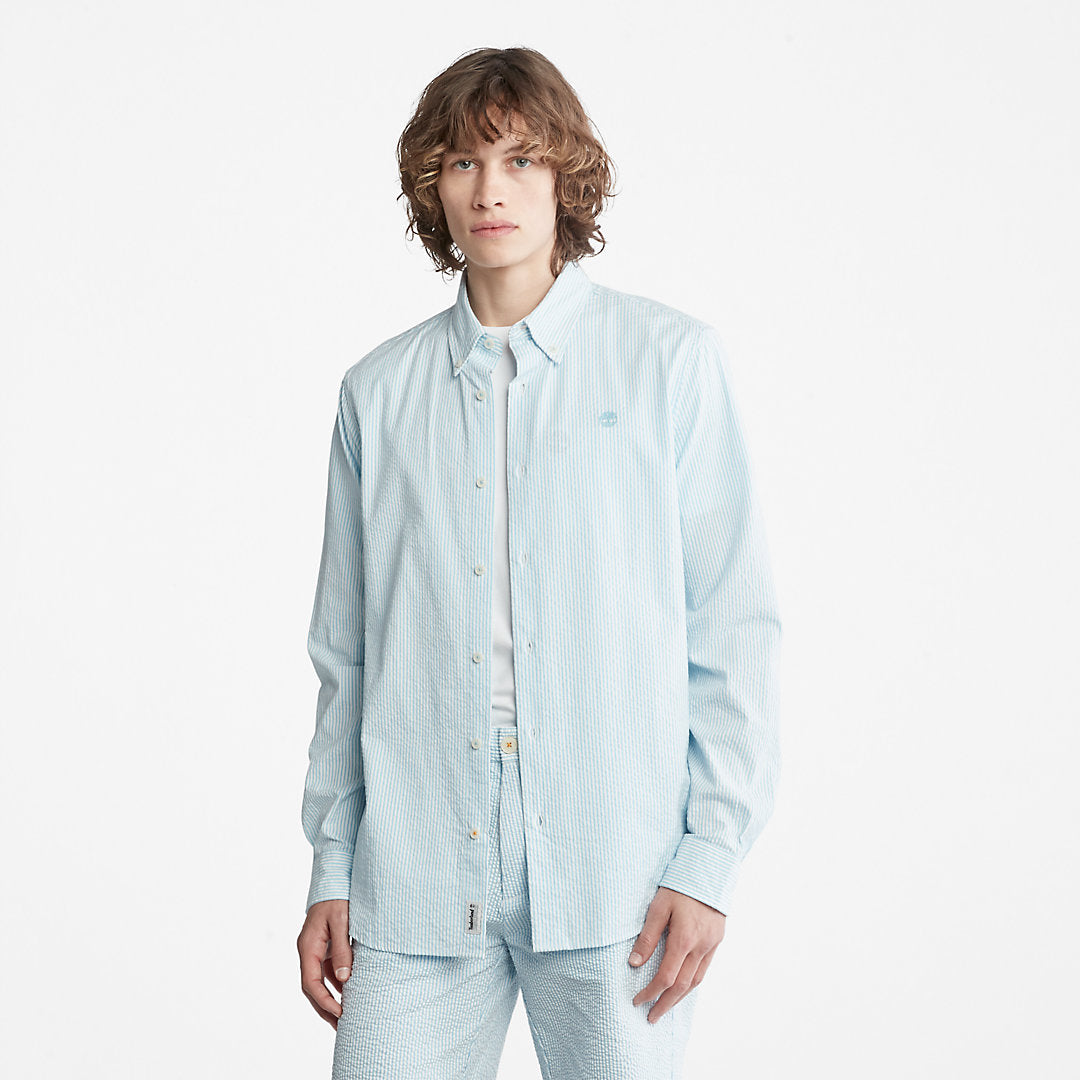 Timberland Mens Striped Seersucker Shirt for Men in Blue