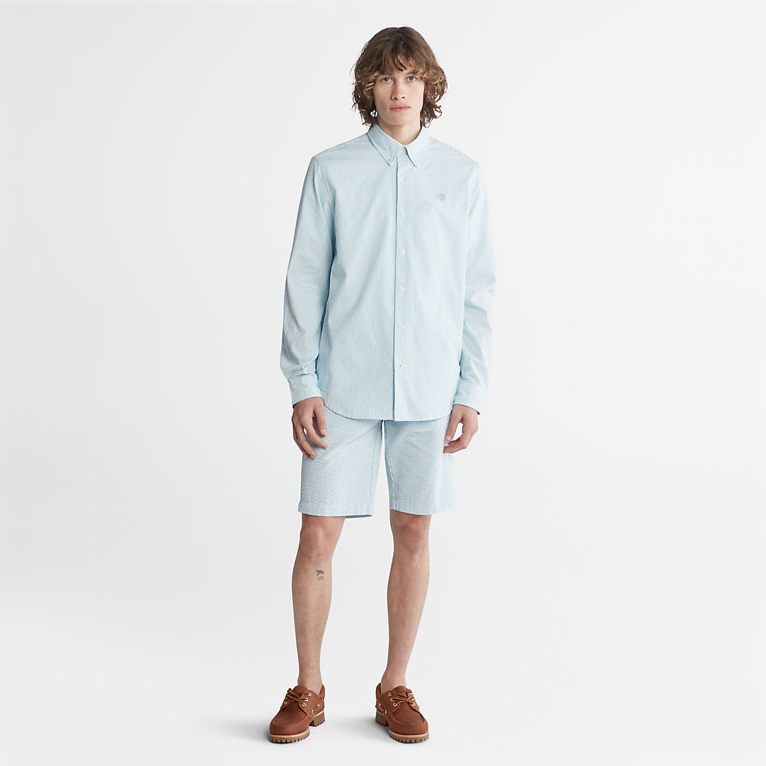 Timberland Mens Striped Seersucker Shirt for Men in Blue