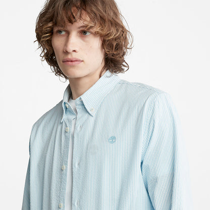 Timberland Mens Striped Seersucker Shirt for Men in Blue