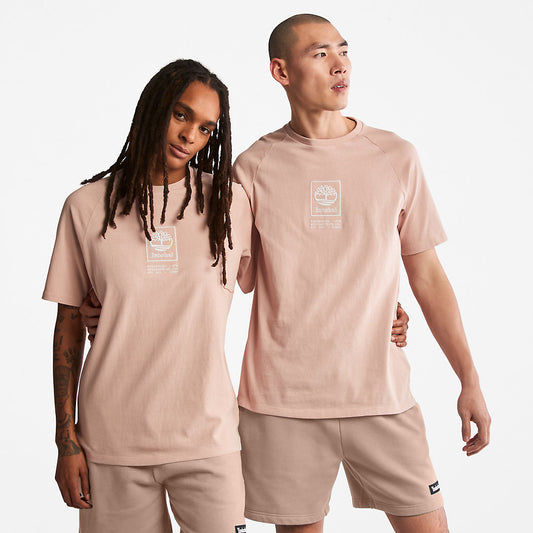 Timberland Mens Stacked Logo T-shirt for All Gender in Light Pink