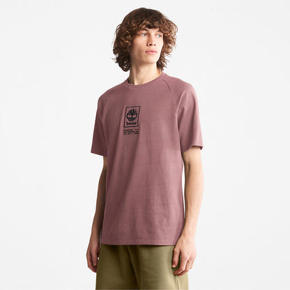 Timberland Mens Stacked Logo T-shirt for Men in Dark Pink