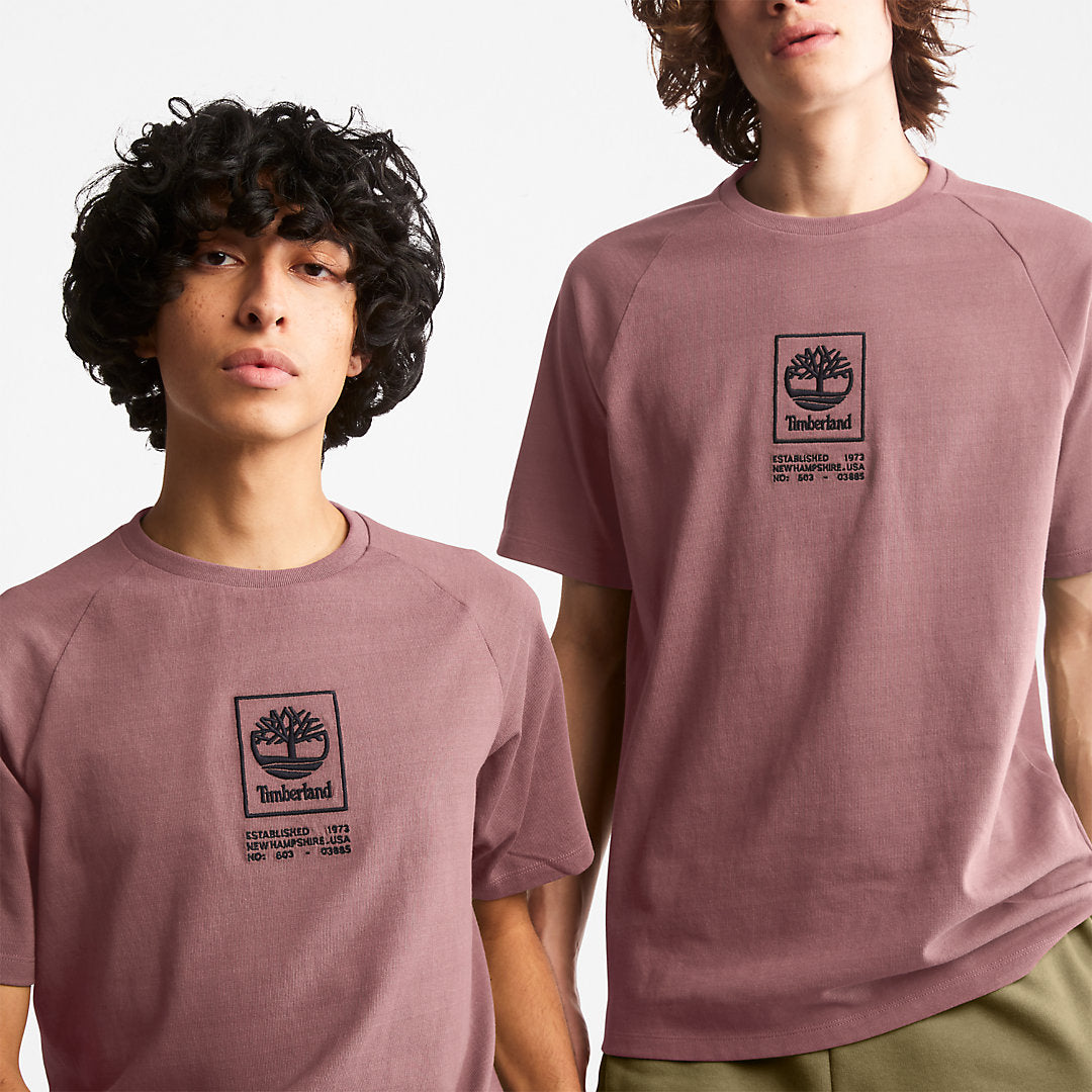 Timberland Mens Stacked Logo T-shirt for Men in Dark Pink