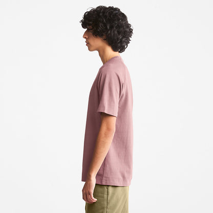 Timberland Mens Stacked Logo T-shirt for Men in Dark Pink
