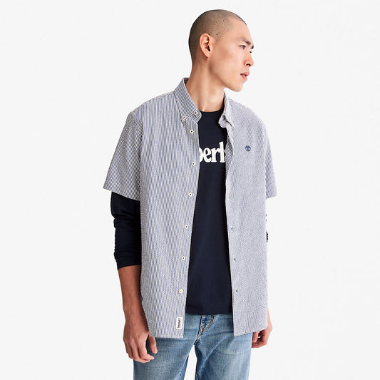 Timberland Mens SS Seersucker Shirt for Men in Blue