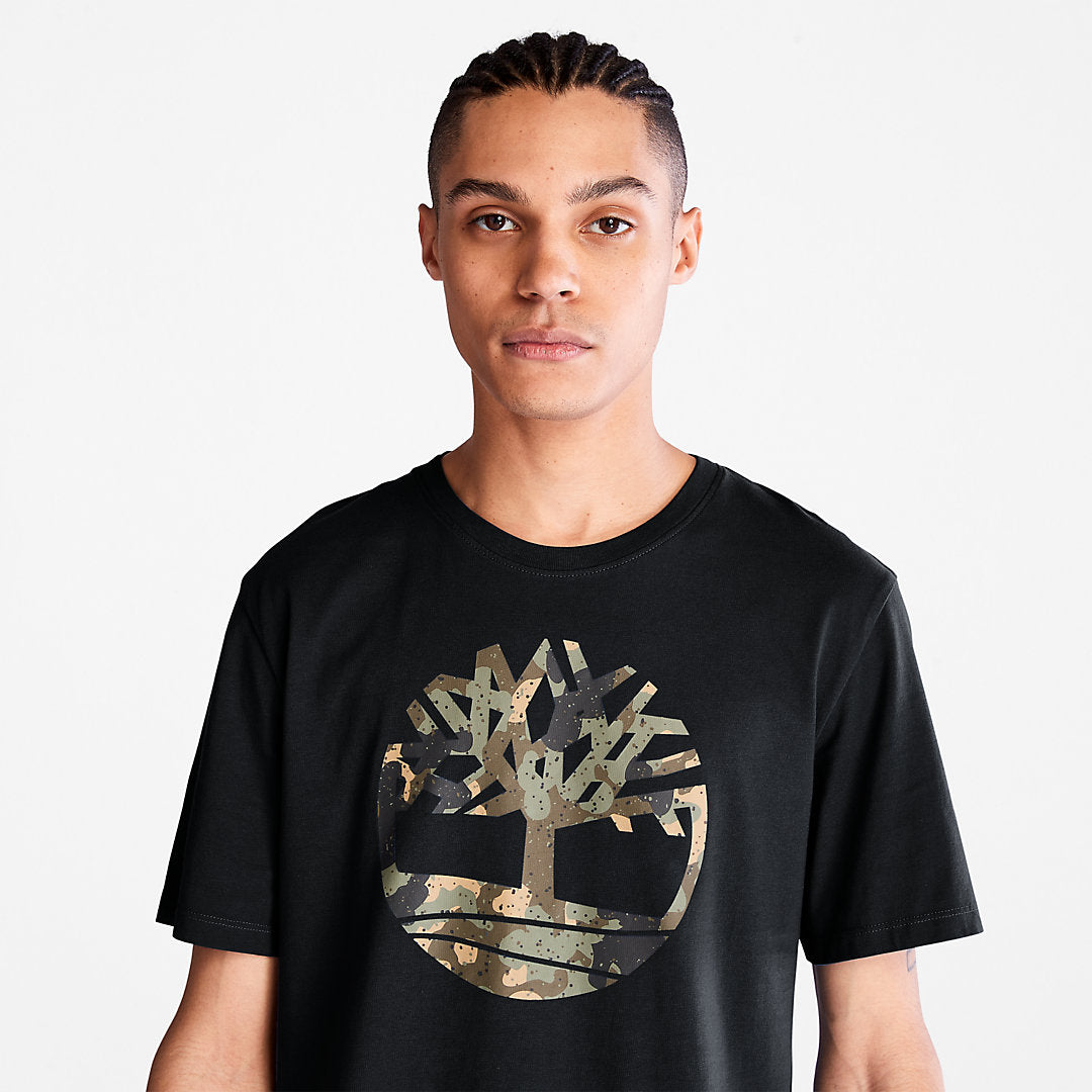 Timberland Mens Camo-Logo T-Shirt for Men in Black