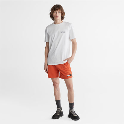 Timberland Mens Outdoor Heritage Stacked-Logo T-Shirt for Men in White