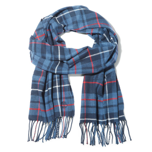 Timberland Mens Check Scarf with Gift Box for Men in Navy