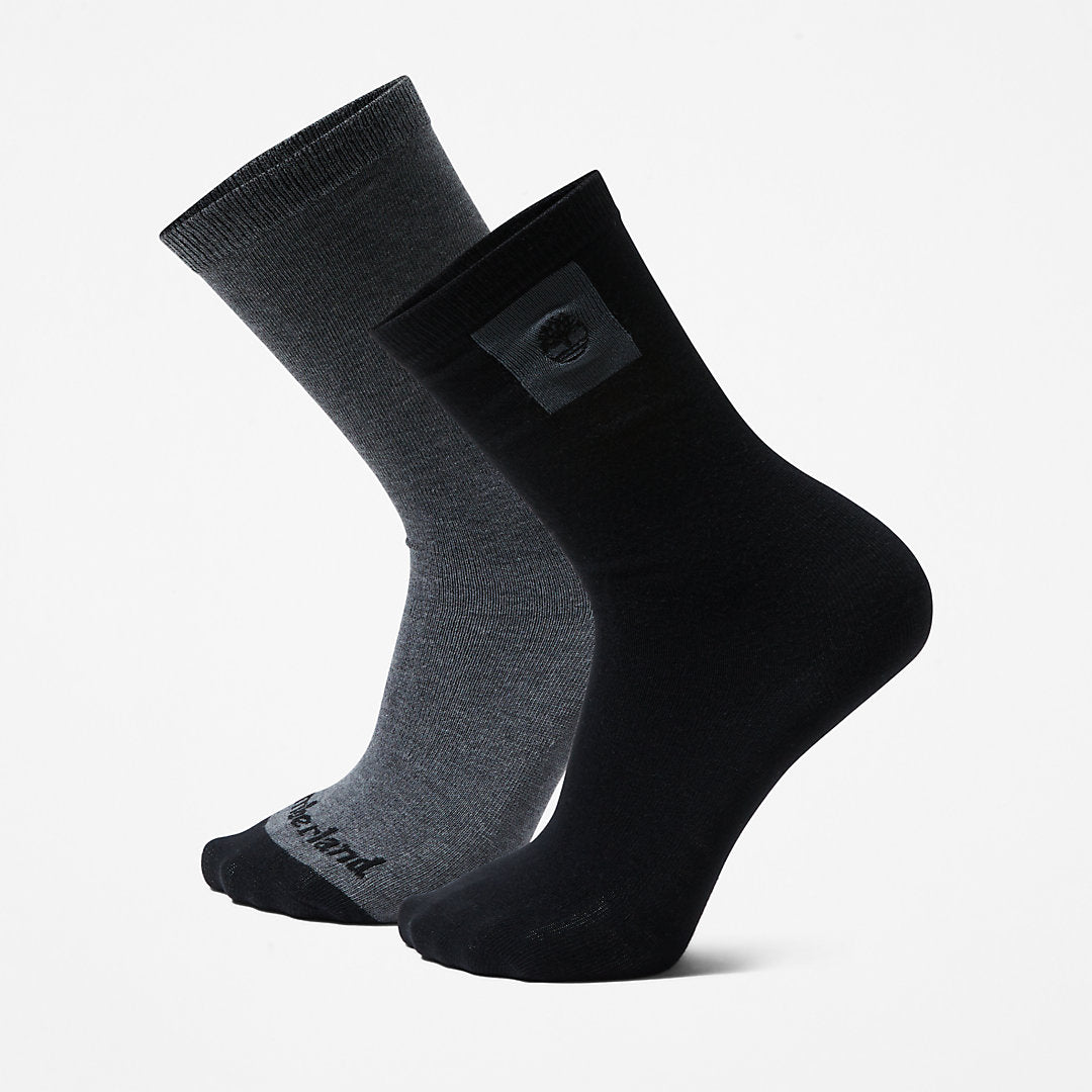 Timberland Mens 2-Pack Crew Socks for Men in Black