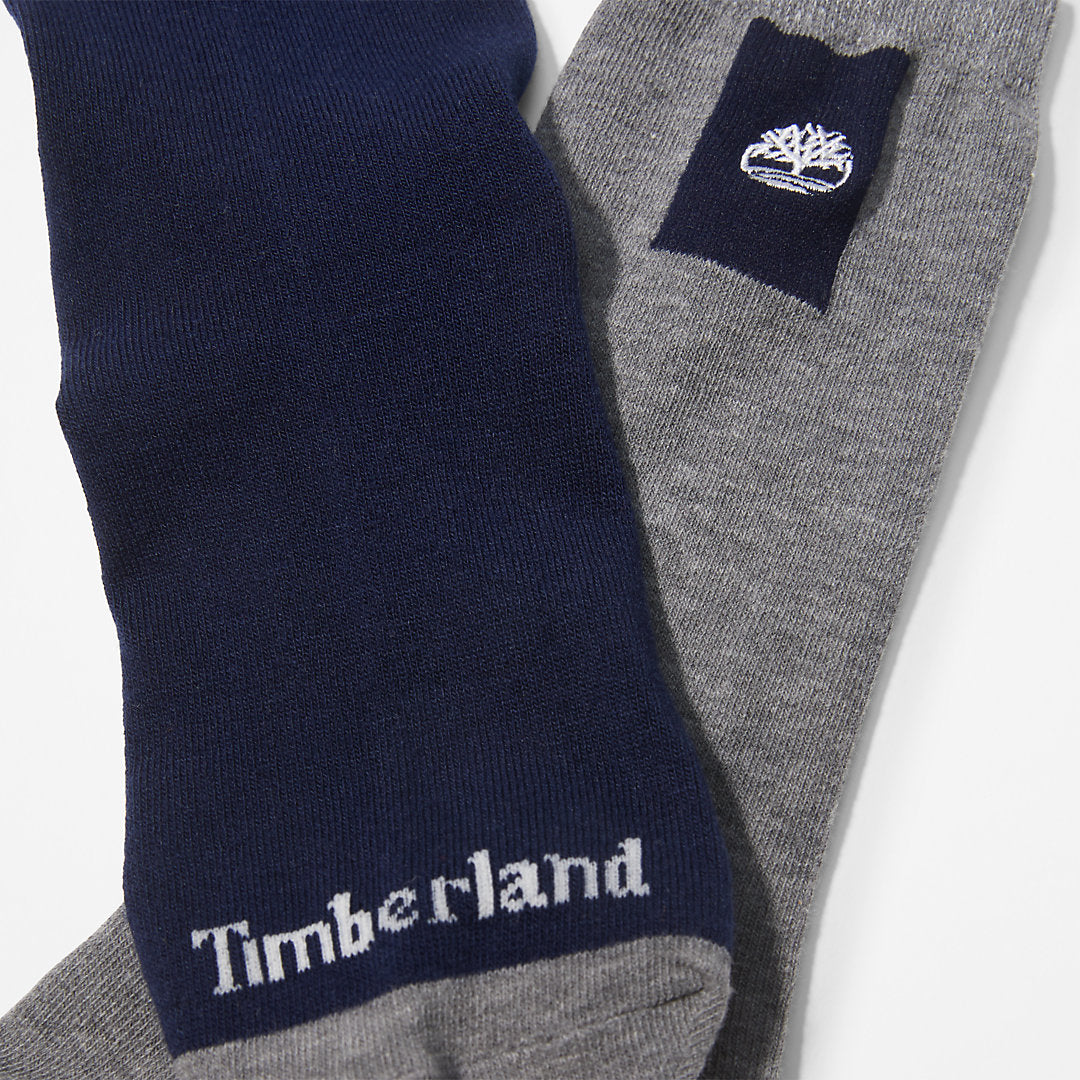 Timberland Mens 2-Pack Crew Socks for Men in Grey