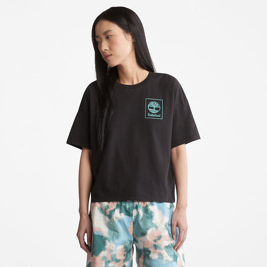 Timberland Womens Back Graphic Logo T-Shirt for Women in Black