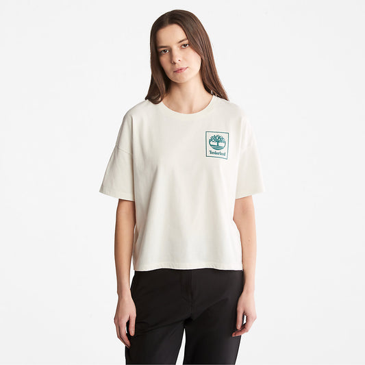Timberland Womens Back Graphic Logo T-Shirt for Women in White