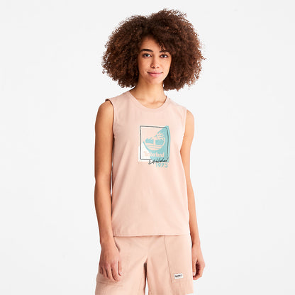 Timberland Womens Logo Tank Top for Women in Light Pink