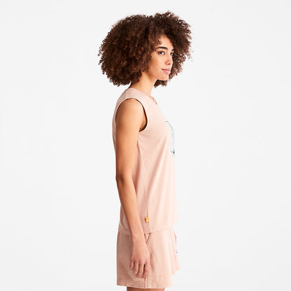 Timberland Womens Logo Tank Top for Women in Light Pink