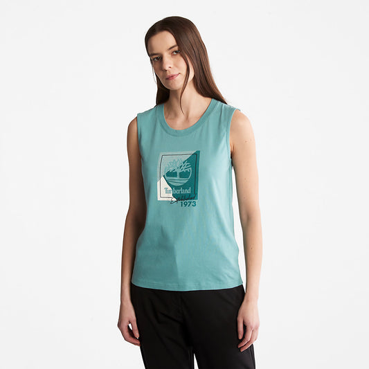 Timberland Womens Logo Tank Top for Women in teal