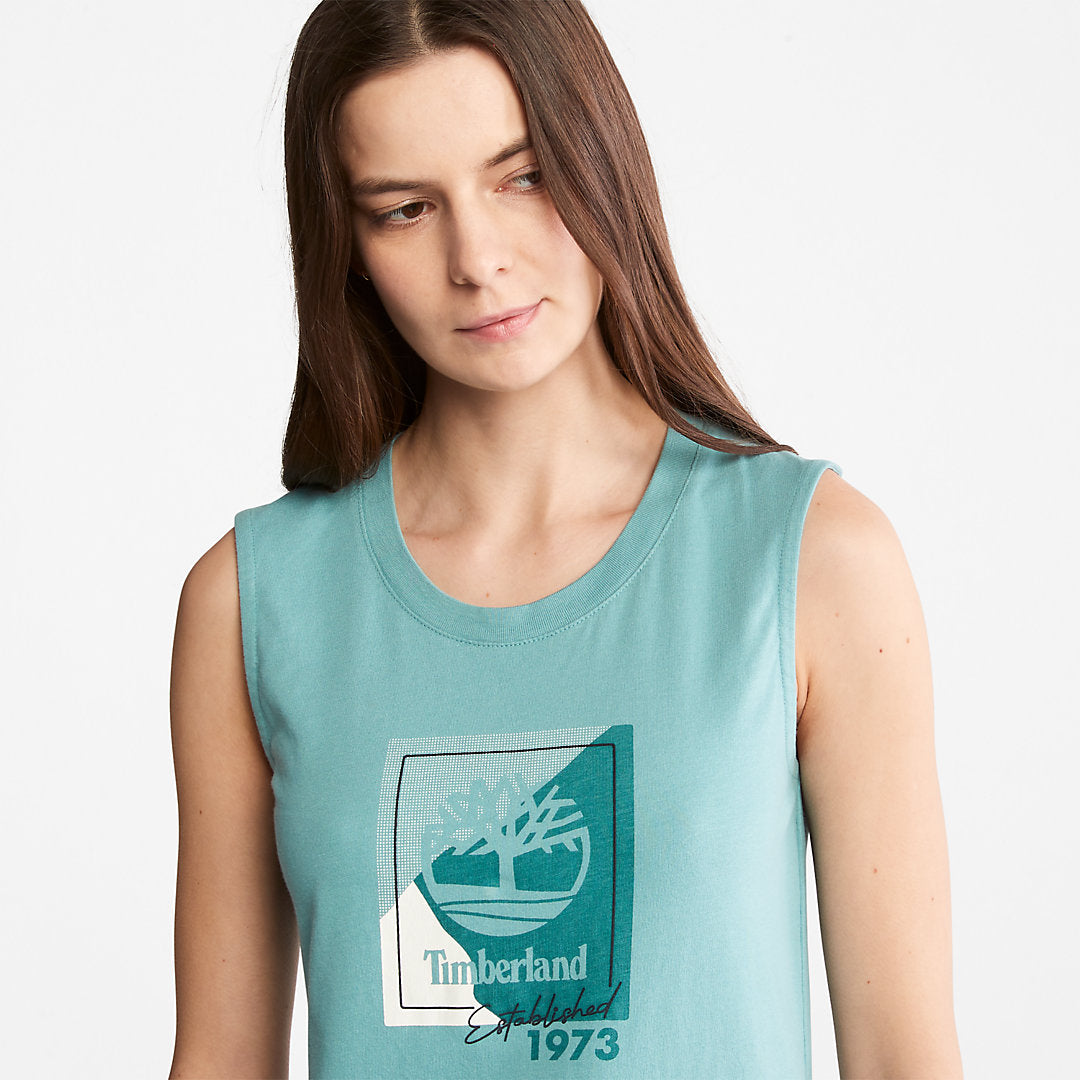 Timberland Womens Logo Tank Top for Women in teal