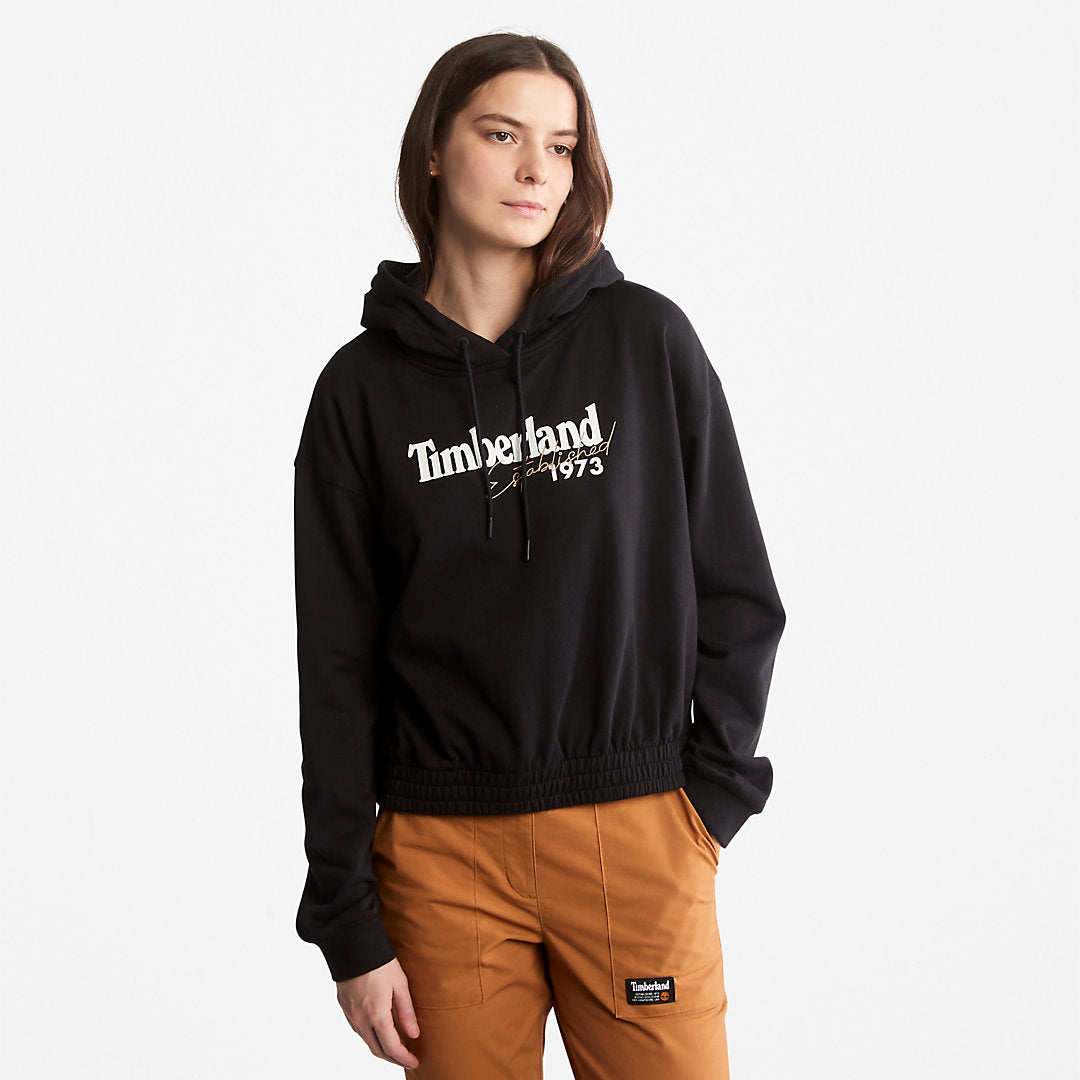 Timberland Womens Established 1973 Logo Hoodie for Women in Black