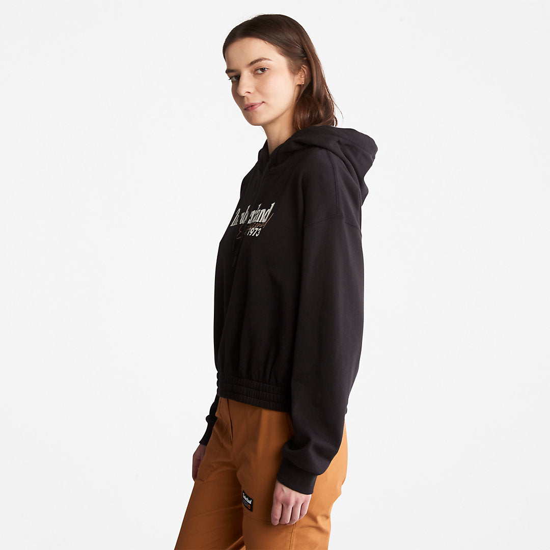 Timberland Womens Established 1973 Logo Hoodie for Women in Black