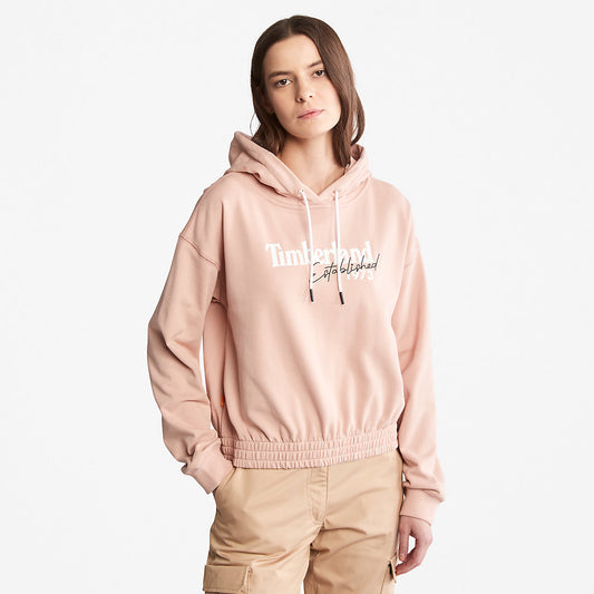 Timberland Womens Established 1973 Logo Hoodie for Women in Light Pink