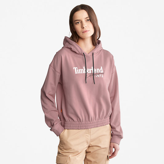 Timberland Womens Established 1973 Logo Hoodie for Women in Pink
