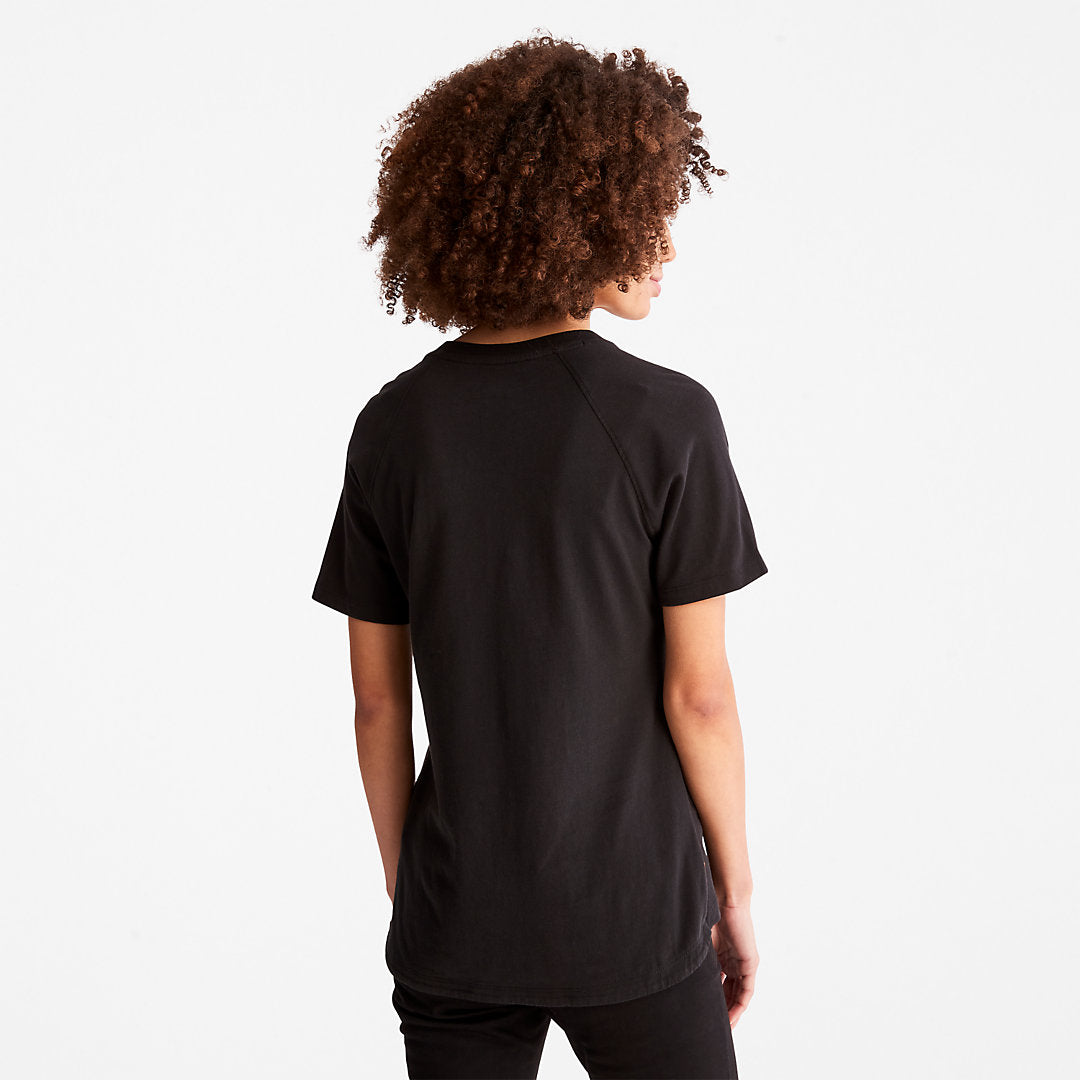 Timberland Womens Raglan-sleeve Logo T-Shirt for Women in Black